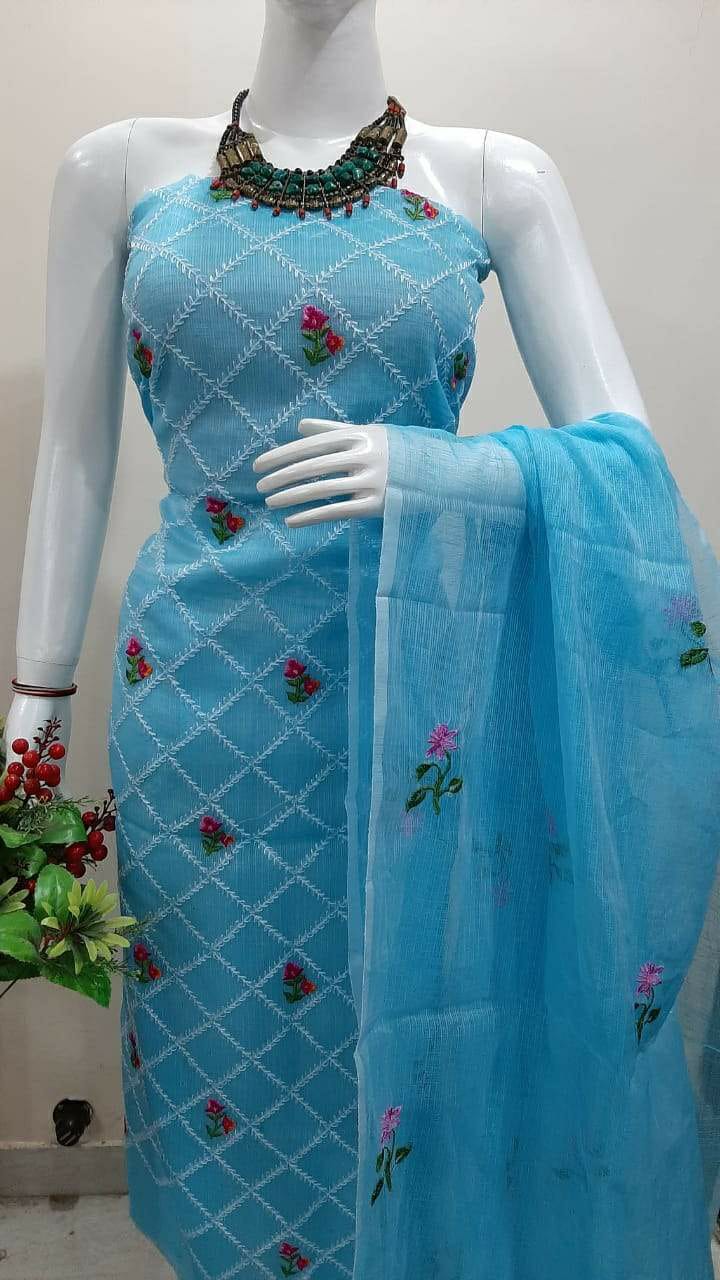 Blue Special Embroidery Dress Material