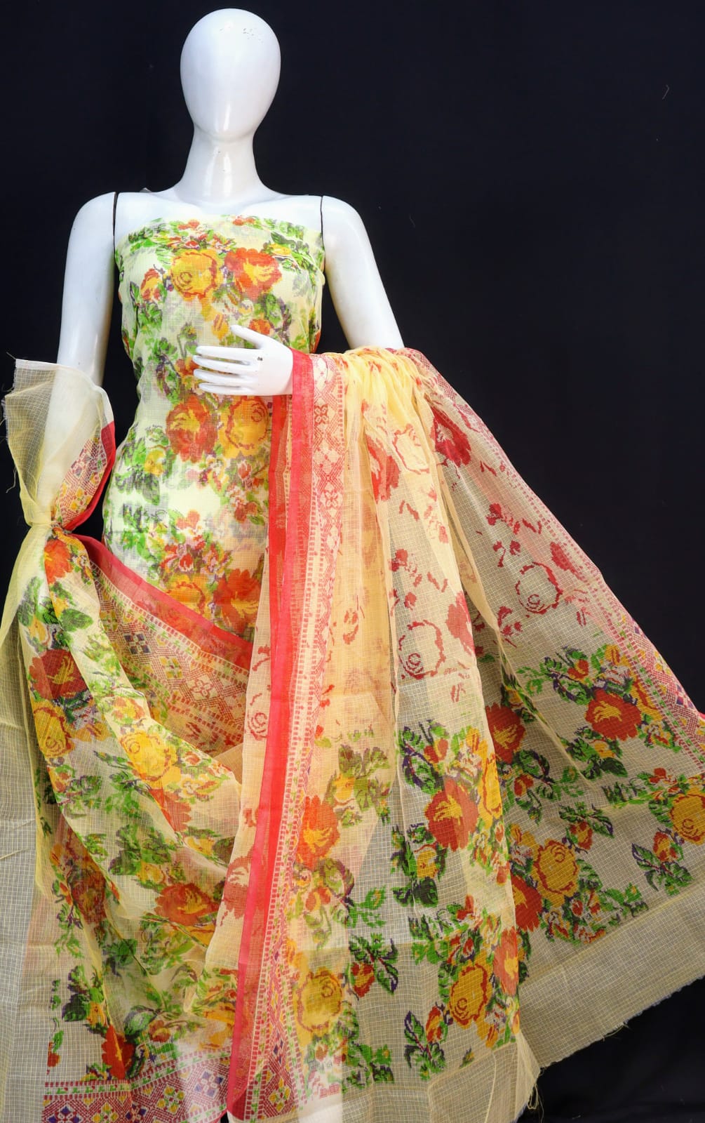 Classic Fully Cluster Flower Printed Kota Doria Suit