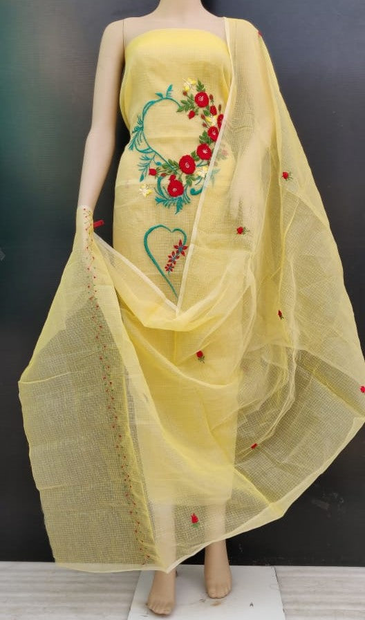 Yellow Floral Embroidery Suits