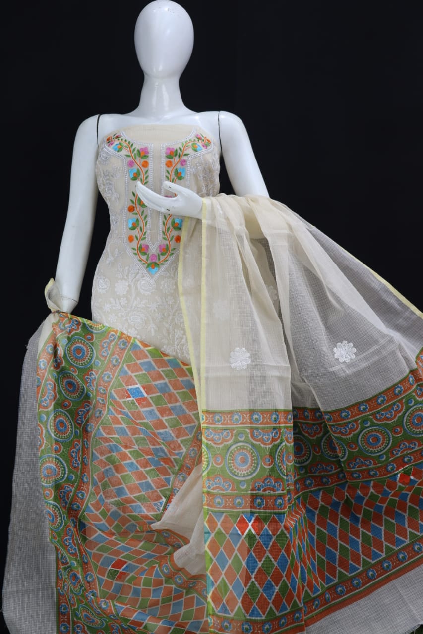 Skin Chikankari Embroidery Dress Material